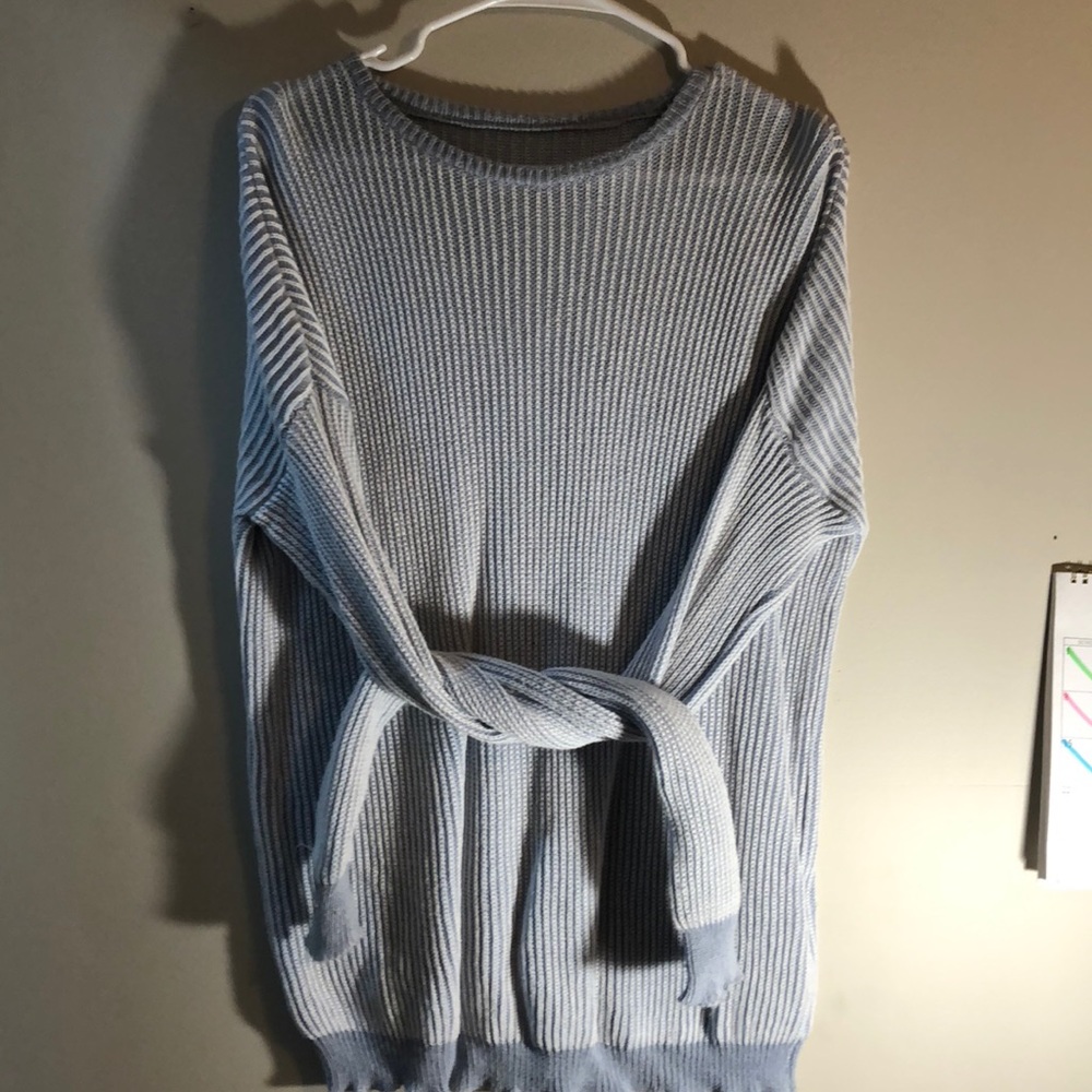 Blue ribbed knit sweater